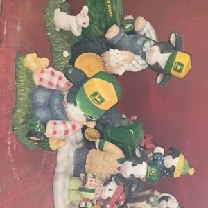 Vintage John Deere My Moo Moos Figurine Set - Green and Yellow